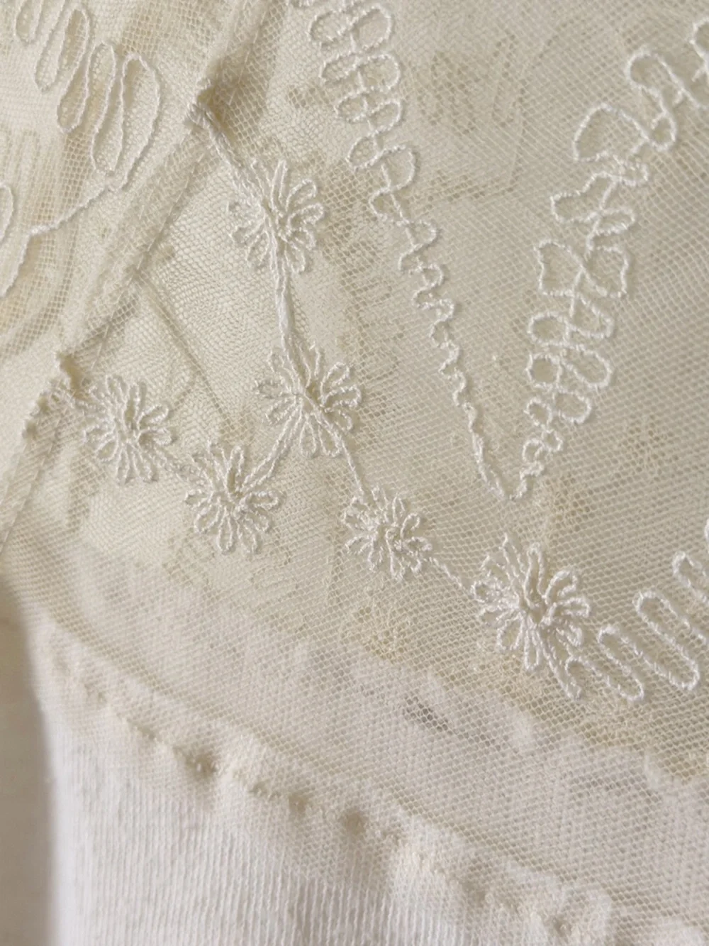Free People White Ethereal Dainty Embroidered Lace Long Sleeve Top Medium